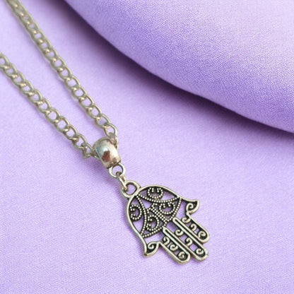 Hamsa Hand Charm Necklace Silver Plated Or Waxed Cord Variable Lengths, Gift Packaged - Premium  from Etsy - Just £5.49! Shop now at Uniquely Holt