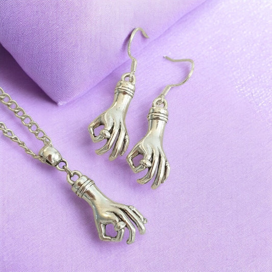 Hand Charm Jewellery Set, Dangly Earring And Necklace Set In Gift Bag, Cord Or Chain Option - Premium  from Etsy - Just £8.99! Shop now at Uniquely Holt