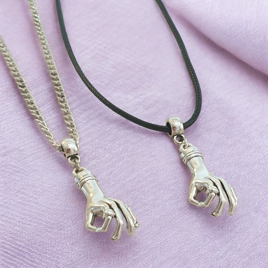 Hand Charm Necklace Silver Plated Or Waxed Cord Variable Lengths, Gift Packaged, Wednesday Inspired, Thing Hand - Premium  from Etsy - Just £5.49! Shop now at Uniquely Holt