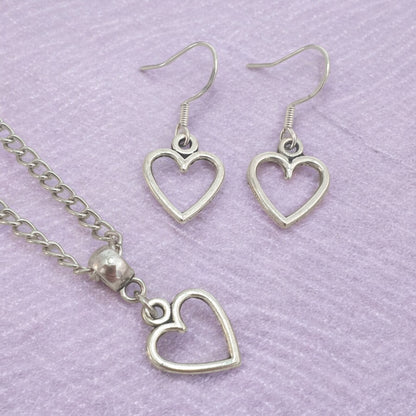 Heart Charm Jewellery Set, Dangly Earring And Necklace Set In Gift Bag - Premium  from Etsy - Just £8.99! Shop now at Uniquely Holt