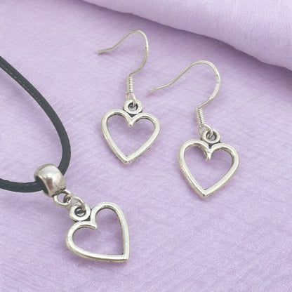 Heart Charm Jewellery Set, Dangly Earring And Necklace Set In Gift Bag - Premium  from Etsy - Just £8.99! Shop now at Uniquely Holt