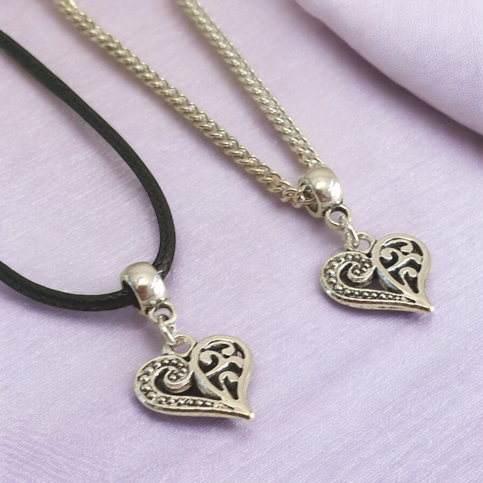 Heart Charm Necklace Silver Plated Or Waxed Cord Variable Lengths, Gift Packaged - Premium  from Etsy - Just £5.49! Shop now at Uniquely Holt