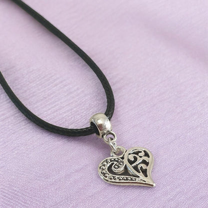 Heart Charm Necklace Silver Plated Or Waxed Cord Variable Lengths, Gift Packaged - Premium  from Etsy - Just £5.49! Shop now at Uniquely Holt