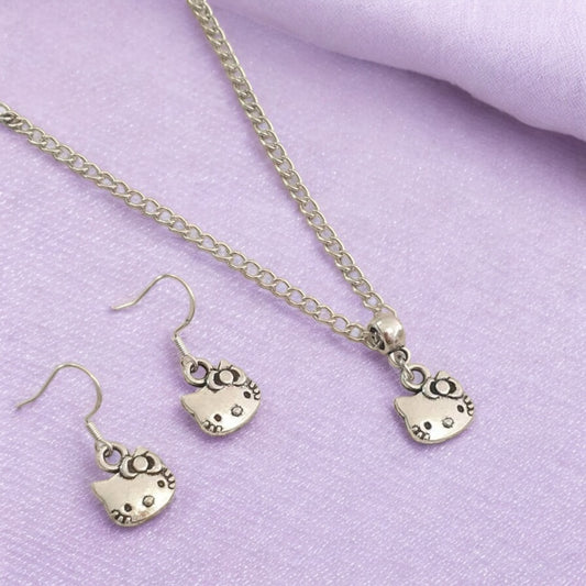 Hello Kitty Inspired Jewellery Set, Dangly Earring And Necklace Set In Gift Bag, Hello Kitty Lover, Cord And Chain Options - Premium  from Etsy - Just £8.99! Shop now at Uniquely Holt