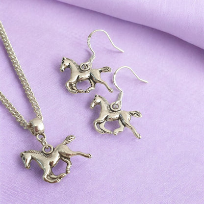 Horse Charm Jewellery Set, Dangly Earring And Necklace Set In Gift Bag - Premium  from Etsy - Just £8.99! Shop now at Uniquely Holt