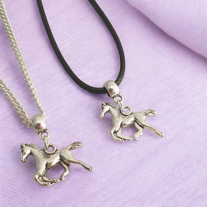 Horse Charm Necklace Silver Plated Or Waxed Cord Variable Lengths, Gift Packaged - Premium  from Etsy - Just £5.49! Shop now at Uniquely Holt