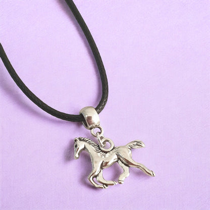 Horse Charm Necklace Silver Plated Or Waxed Cord Variable Lengths, Gift Packaged - Premium  from Etsy - Just £5.49! Shop now at Uniquely Holt