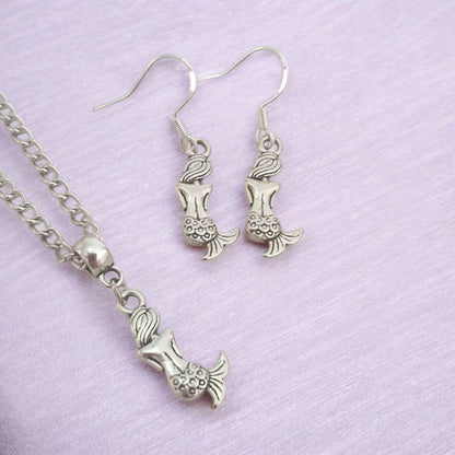 Mermaid Charm Jewellery Set, Dangly Earring And Necklace Set In Gift Bag, Cord And Chain Options - Premium  from Etsy - Just £8.99! Shop now at Uniquely Holt