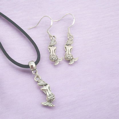 Mermaid Charm Jewellery Set, Dangly Earring And Necklace Set In Gift Bag, Cord And Chain Options - Premium  from Etsy - Just £8.99! Shop now at Uniquely Holt
