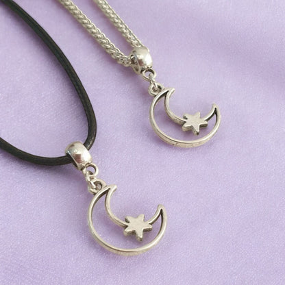 Moon & Star Charm Necklace Silver Plated Or Waxed Cord Variable Lengths, Gift Packaged - Premium  from Etsy - Just £5.49! Shop now at Uniquely Holt