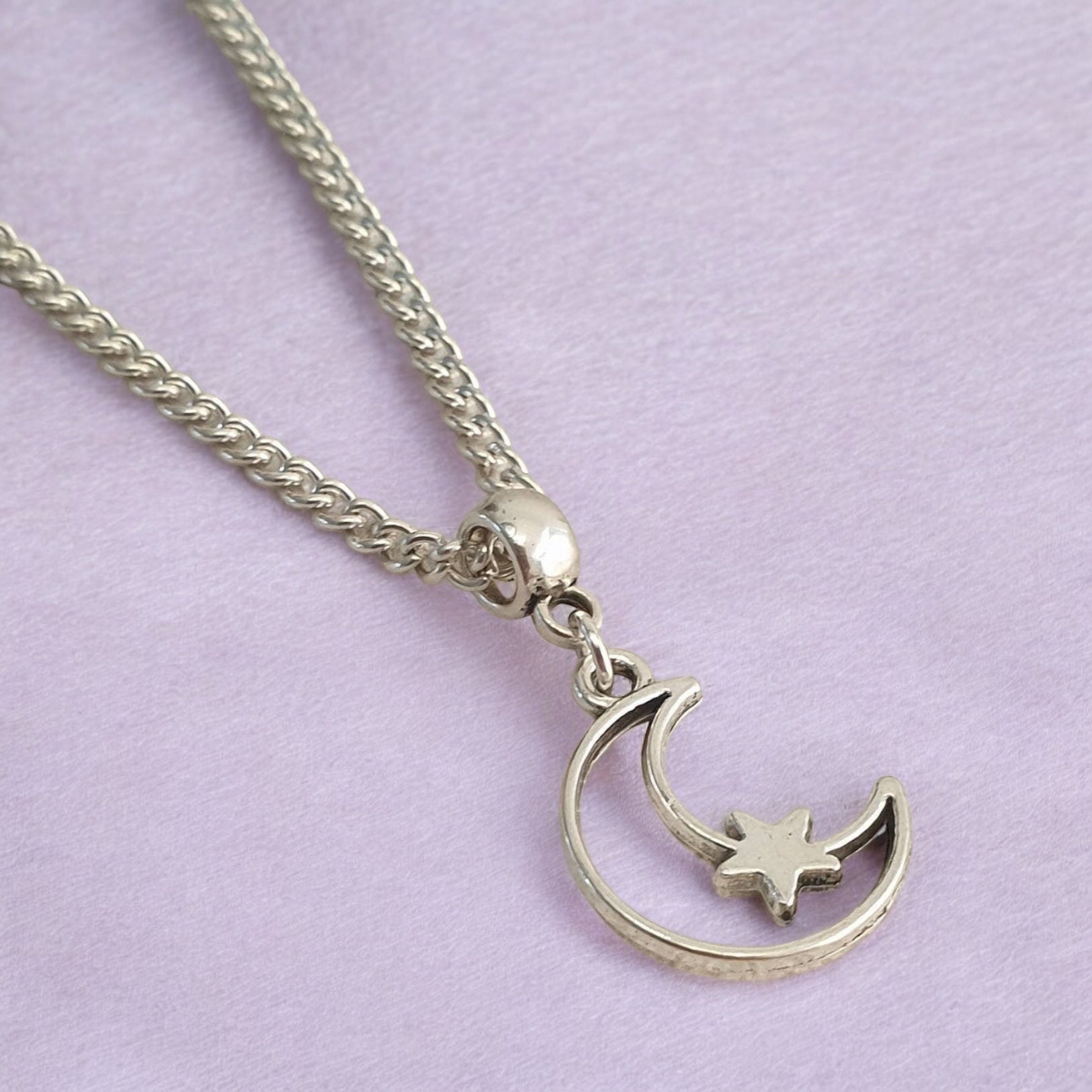 Moon & Star Charm Necklace Silver Plated Or Waxed Cord Variable Lengths, Gift Packaged - Premium  from Etsy - Just £5.49! Shop now at Uniquely Holt
