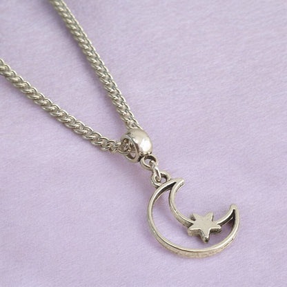 Moon & Star Charm Necklace Silver Plated Or Waxed Cord Variable Lengths, Gift Packaged - Premium  from Etsy - Just £5.49! Shop now at Uniquely Holt