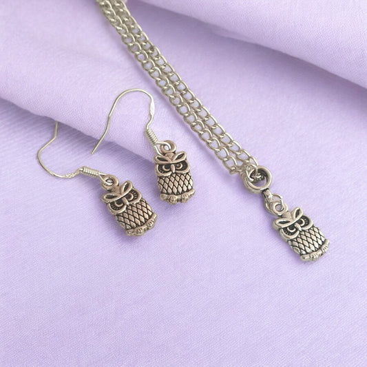 Owl Charm Jewellery Set, Dangly Earring And Necklace Set In Gift Bag, Cord Or Chain Options - Premium  from Etsy - Just £8.99! Shop now at Uniquely Holt