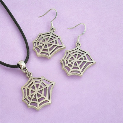 Cobweb Spider Web Charm Jewellery Set, Dangly Earring And Necklace Set In Gift Bag, Cord And Chain Option, Spooky - Premium  from Etsy - Just £8.99! Shop now at Uniquely Holt