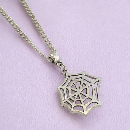 Cobweb Spider Web Charm Necklace Silver Plated Or Waxed Cord Variable Lengths, Gift Packaged, Spooky Halloween Gift - Premium  from Etsy - Just £5.49! Shop now at Uniquely Holt