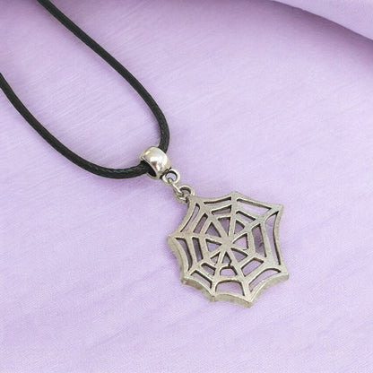 Cobweb Spider Web Charm Necklace Silver Plated Or Waxed Cord Variable Lengths, Gift Packaged, Spooky Halloween Gift - Premium  from Etsy - Just £5.49! Shop now at Uniquely Holt