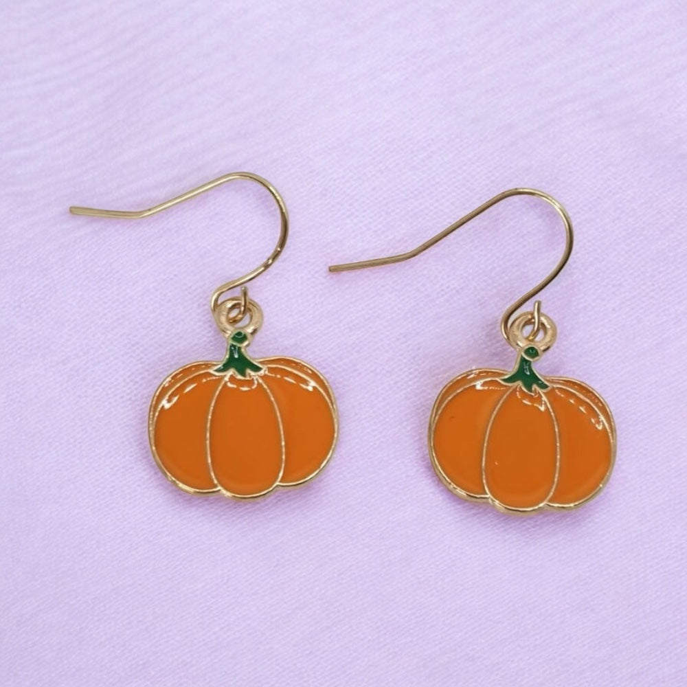 Enamel Pumpkin Dangly Earrings - Premium  from Uniquely Holt - Just £4.99! Shop now at Uniquely Holt