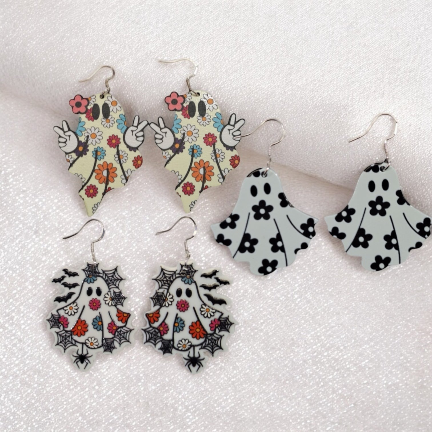 Flowery Ghost Earrings - Premium  from Uniquely Holt - Just £4.99! Shop now at Uniquely Holt