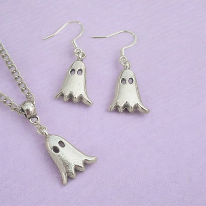 Ghost Charm Jewellery Set, Dangly Earring And Necklace Set In Gift Bag, Cord And Chain Option, Spooky Halloween - Premium  from Etsy - Just £8.99! Shop now at Uniquely Holt