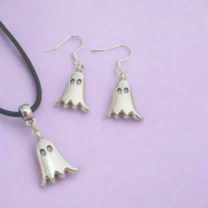 Ghost Charm Jewellery Set, Dangly Earring And Necklace Set In Gift Bag, Cord And Chain Option, Spooky Halloween - Premium  from Etsy - Just £8.99! Shop now at Uniquely Holt