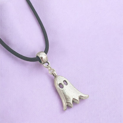 Ghost Charm Necklace Silver Plated Or Waxed Cord Variable Lengths, Gift Packaged, Spooky Halloween Gift - Premium  from Etsy - Just £5.49! Shop now at Uniquely Holt