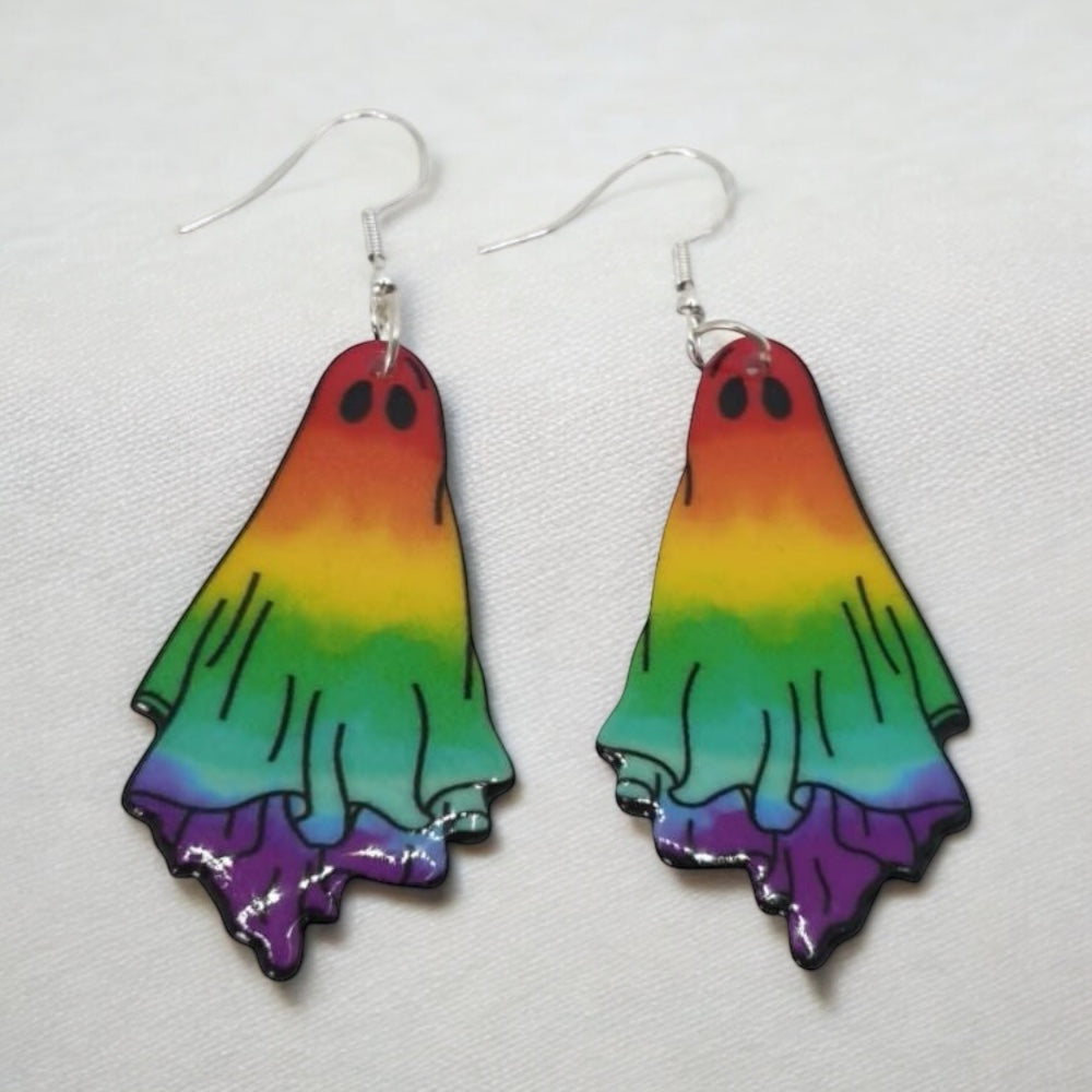 Rainbow Ghost Dangly Earrings - Premium  from Uniquely Holt - Just £4.99! Shop now at Uniquely Holt