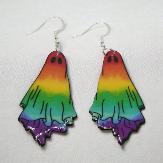 Rainbow Ghost Dangly Earrings - Premium  from Uniquely Holt - Just £4.99! Shop now at Uniquely Holt