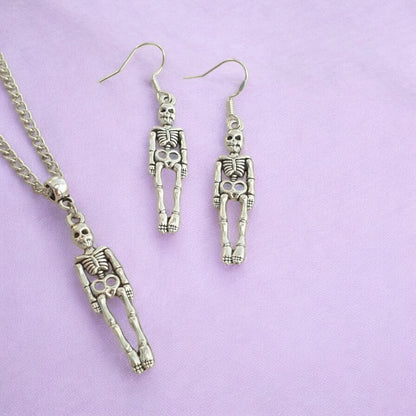 Skeleton Charm Jewellery Set, Dangly Earring And Necklace Set In Gift Bag, Cord And Chain Option, Spooky Halloween - Premium  from Etsy - Just £8.99! Shop now at Uniquely Holt