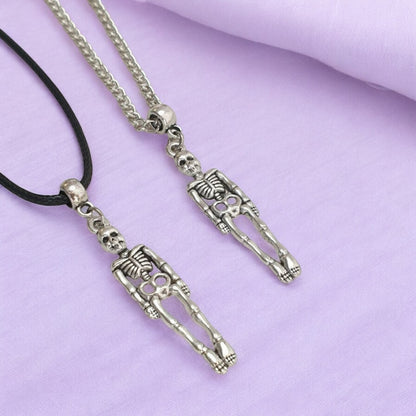 Skeleton Charm Necklace Silver Plated Or Waxed Cord Variable Lengths, Gift Packaged, Spooky Halloween Gift - Premium  from Etsy - Just £5.49! Shop now at Uniquely Holt