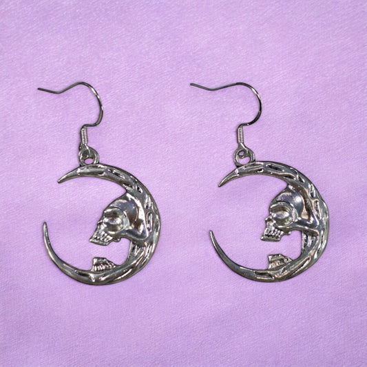 Skull Moon Dangly Earrings - Premium  from Etsy - Just £4.99! Shop now at Uniquely Holt