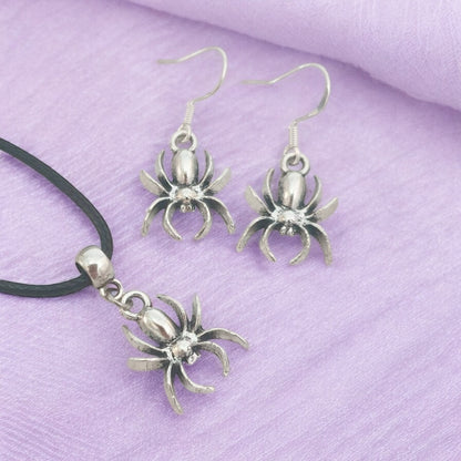 Spider Charm Jewellery Set, Dangly Earring And Necklace Set In Gift Bag, Cord And Chain Option, Spooky Halloween - Premium  from Etsy - Just £8.99! Shop now at Uniquely Holt