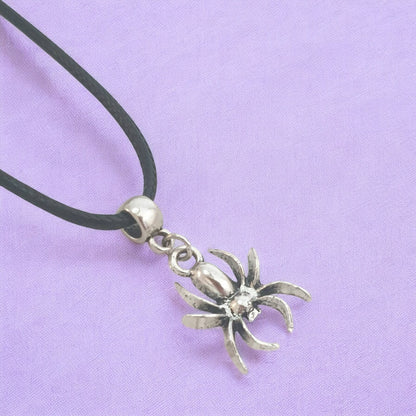 Spider Charm Necklace Silver Plated Or Waxed Cord Variable Lengths, Gift Packaged, Spooky Halloween Gift - Premium  from Etsy - Just £5.49! Shop now at Uniquely Holt