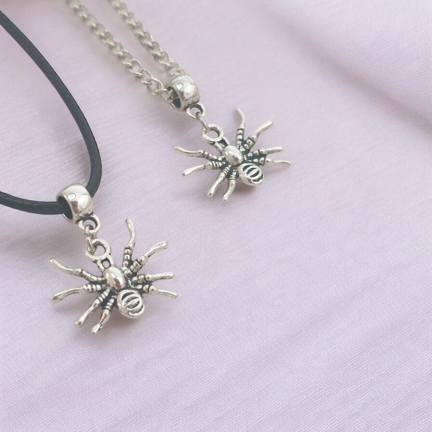 Spider Charm Necklace Silver Plated Or Waxed Cord Variable Lengths, Gift Packaged, Spooky Halloween Gift - Premium  from Etsy - Just £5.49! Shop now at Uniquely Holt