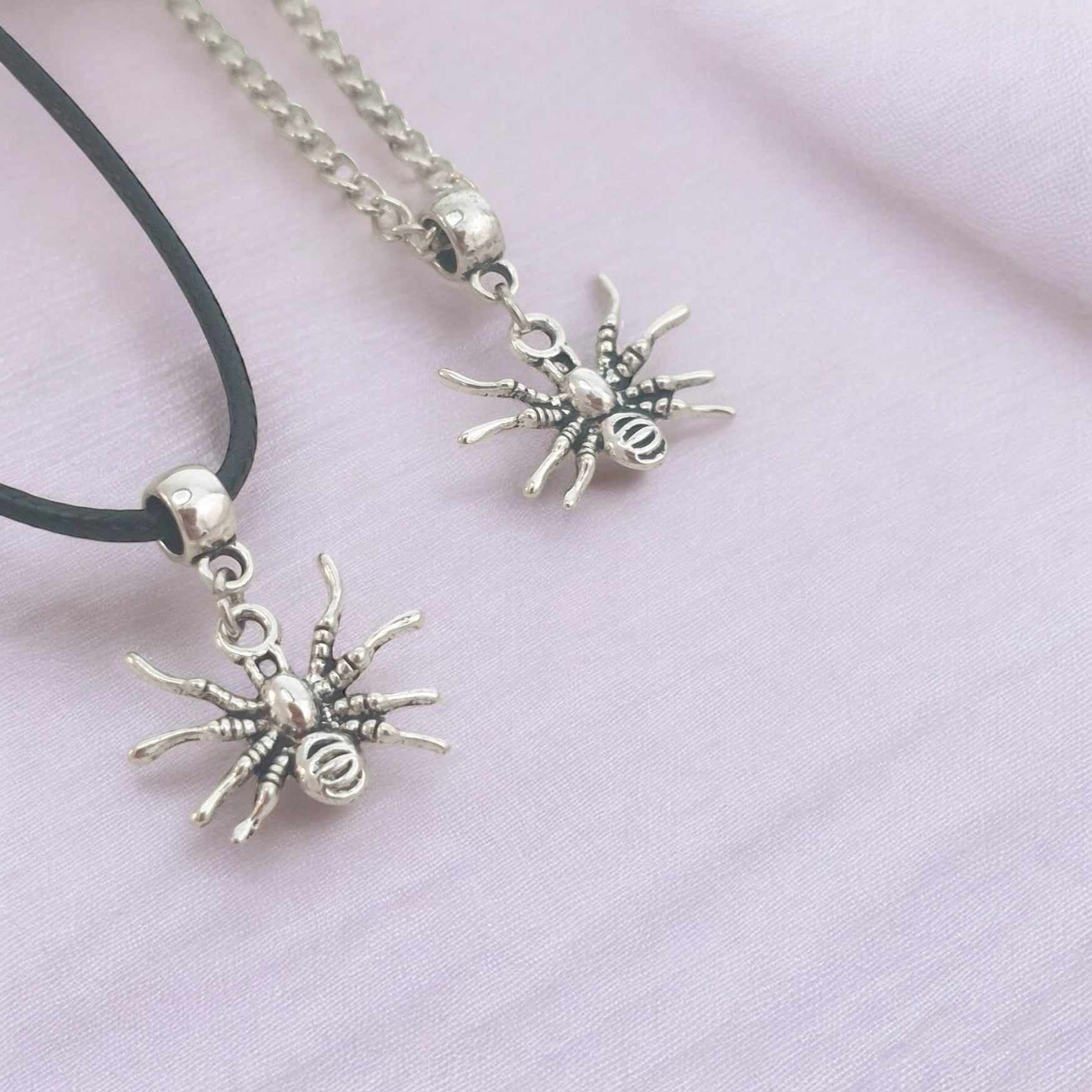 Spider Charm Necklace Silver Plated Or Waxed Cord Variable Lengths, Gift Packaged, Spooky Halloween Gift - Premium  from Etsy - Just £5.49! Shop now at Uniquely Holt