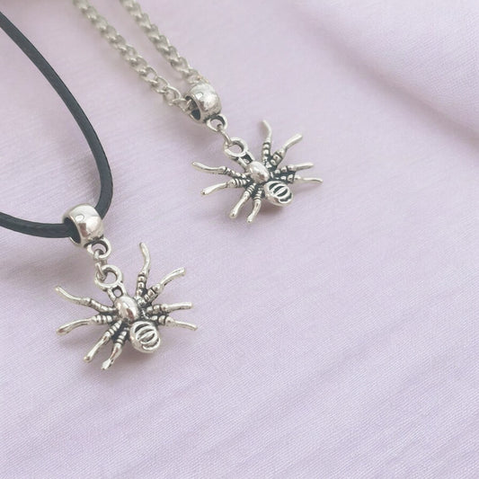Spider Charm Necklace Silver Plated Or Waxed Cord Variable Lengths, Gift Packaged, Spooky Halloween Gift - Premium  from Etsy - Just £5.49! Shop now at Uniquely Holt