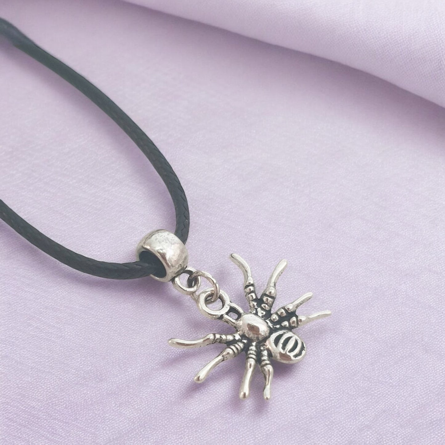 Spider Charm Necklace Silver Plated Or Waxed Cord Variable Lengths, Gift Packaged, Spooky Halloween Gift - Premium  from Etsy - Just £5.49! Shop now at Uniquely Holt
