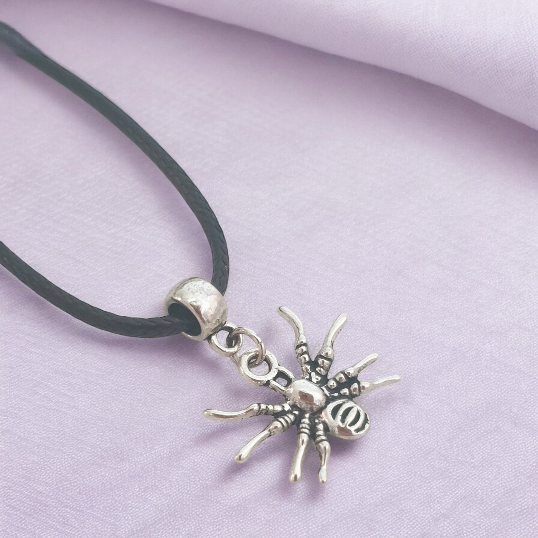 Spider Charm Necklace Silver Plated Or Waxed Cord Variable Lengths, Gift Packaged, Spooky Halloween Gift - Premium  from Etsy - Just £5.49! Shop now at Uniquely Holt