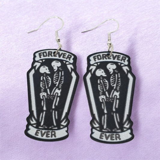 Wooden Skeleton Lovers Dangly Earrings - Premium  from Uniquely Holt - Just £4.99! Shop now at Uniquely Holt
