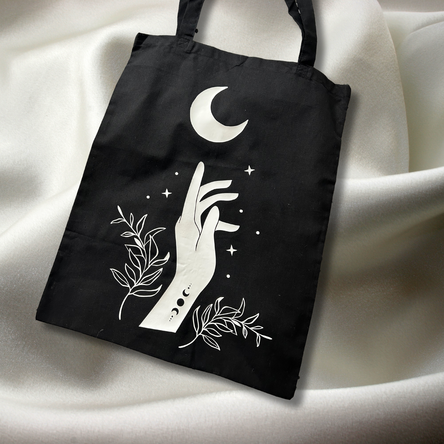 Hand And Moon Tote Bag - Premium  from Uniquely Holt - Just £10.00! Shop now at Uniquely Holt