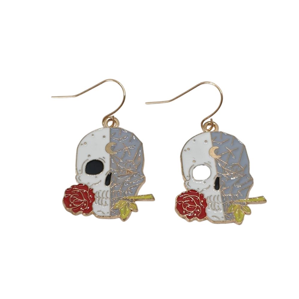 Grey And White Skull Charm Earrings - Premium  from Uniquely Holt - Just £4.99! Shop now at Uniquely Holt