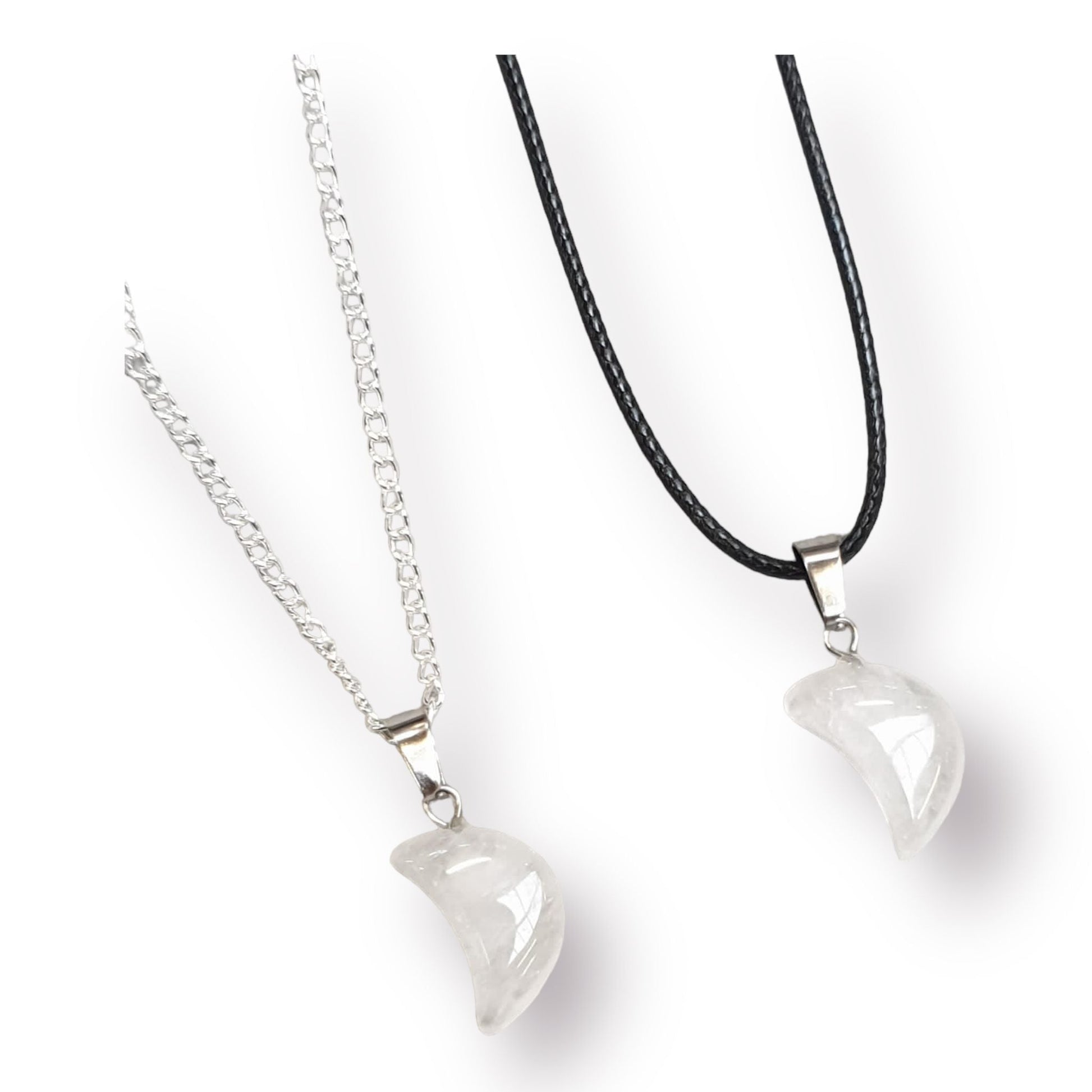 Clear Quartz Moon Shaped Gemstone Necklace Chain Options - Premium  from Uniquely Holt - Just £5.99! Shop now at Uniquely Holt