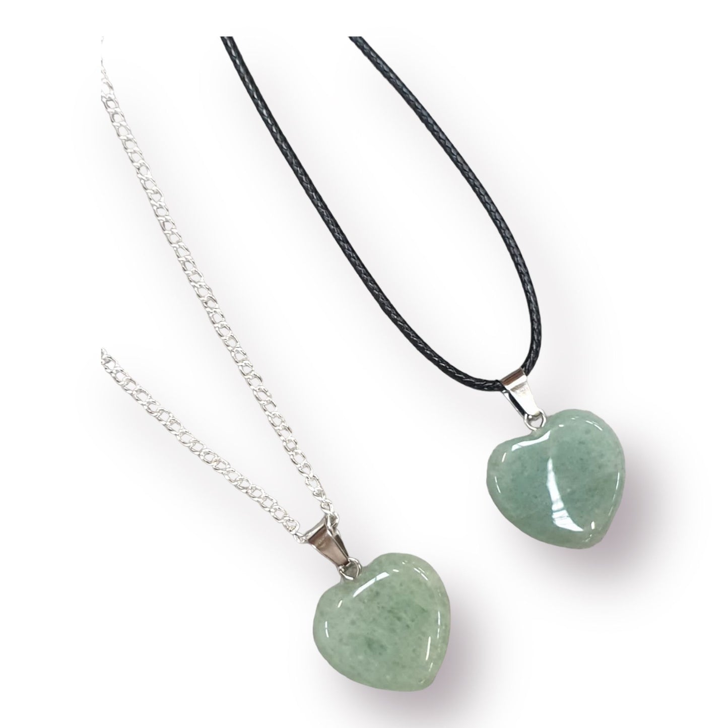 Green Adventurine Heart Gemstone Necklace Cord Or Chain Option - Premium  from Uniquely Holt - Just £5.99! Shop now at Uniquely Holt