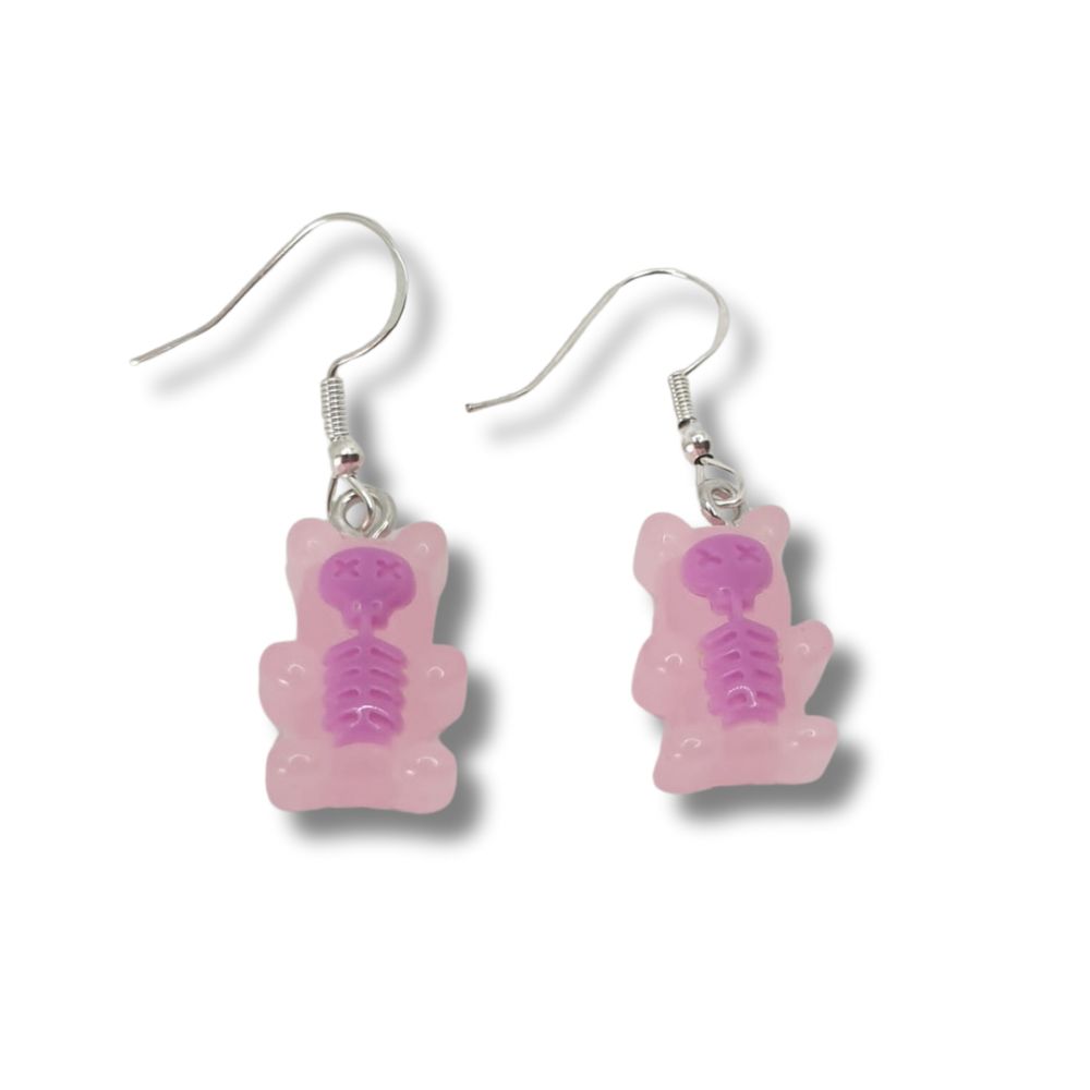 Skeleton Gummy Bear Dangly Earrings - Premium  from Uniquely Holt - Just £4.99! Shop now at Uniquely Holt