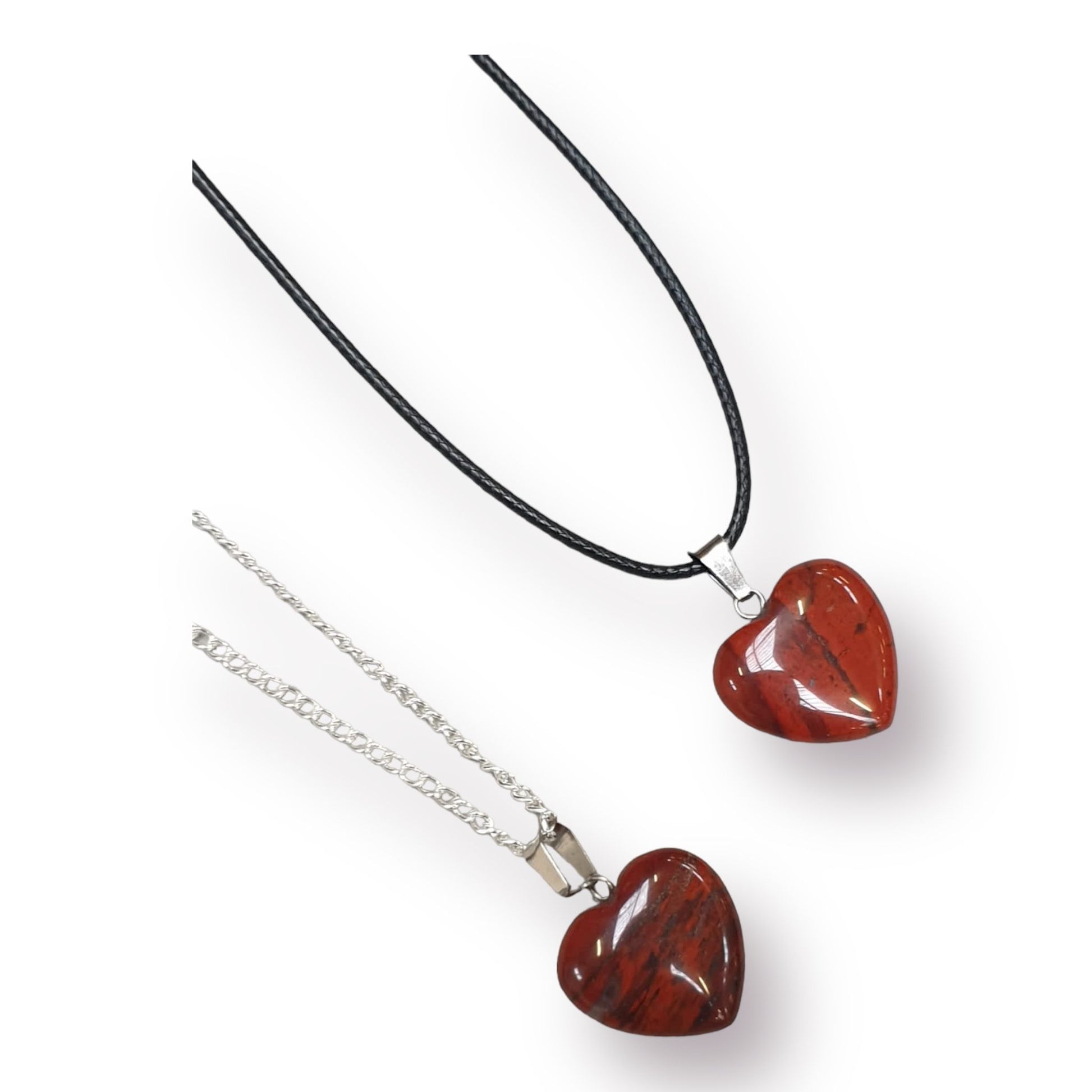 Red Jasper Heart Gemstone Necklace Cord Or Chain Option - Premium  from Uniquely Holt - Just £5.99! Shop now at Uniquely Holt