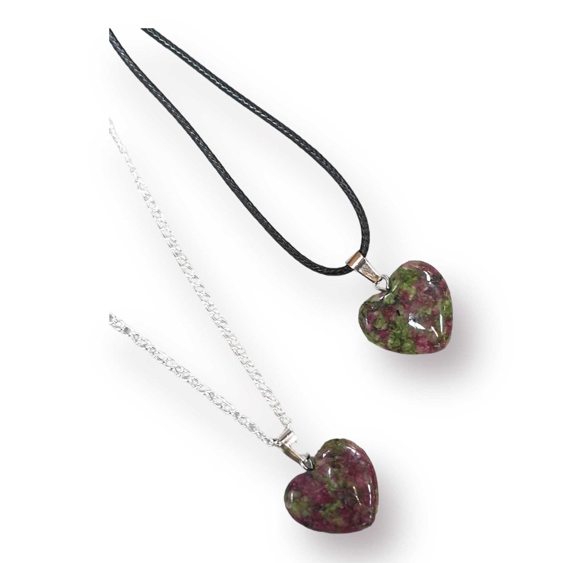 Ruby Zoisite Heart Gemstone Necklace Cord Or Chain Option - Premium  from Uniquely Holt - Just £5.99! Shop now at Uniquely Holt
