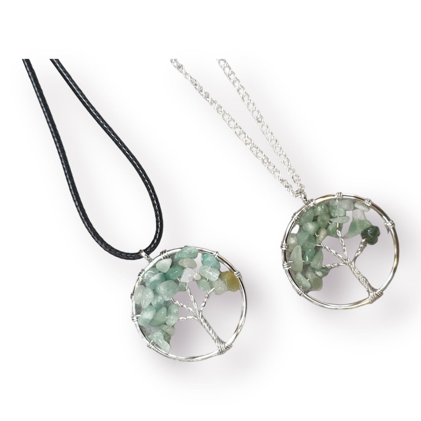 Green Adventurine Tree Of Life Gemstone Necklace Cord Or Chain Option - Premium  from Uniquely Holt - Just £5.99! Shop now at Uniquely Holt