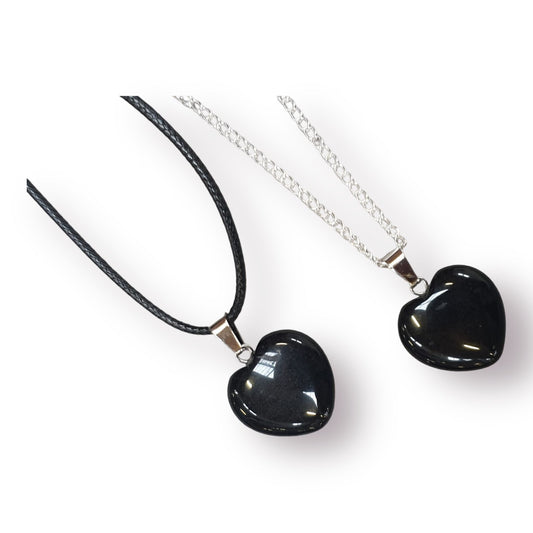 Black Heart Gemstone Necklace Cord Or Chain Options - Premium  from Uniquely Holt - Just £5.99! Shop now at Uniquely Holt