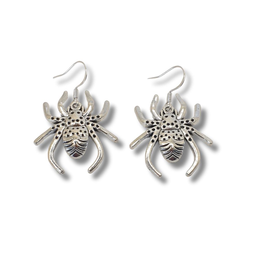 Large Silver Coloured Spider Dangly Earrings - Premium  from Uniquely Holt - Just £4.99! Shop now at Uniquely Holt