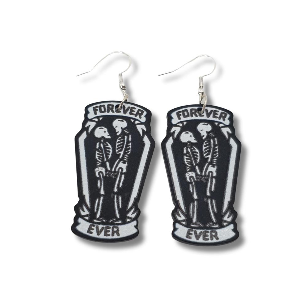 Wooden Skeleton Lovers Dangly Earrings - Premium  from Uniquely Holt - Just £4.99! Shop now at Uniquely Holt