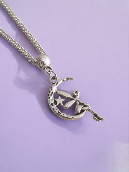 Fairy On Moon Charm Necklace Silver Plated Or Waxed Cord Variable Lengths, Gift Packaged - Premium  from Etsy - Just £5.49! Shop now at Uniquely Holt